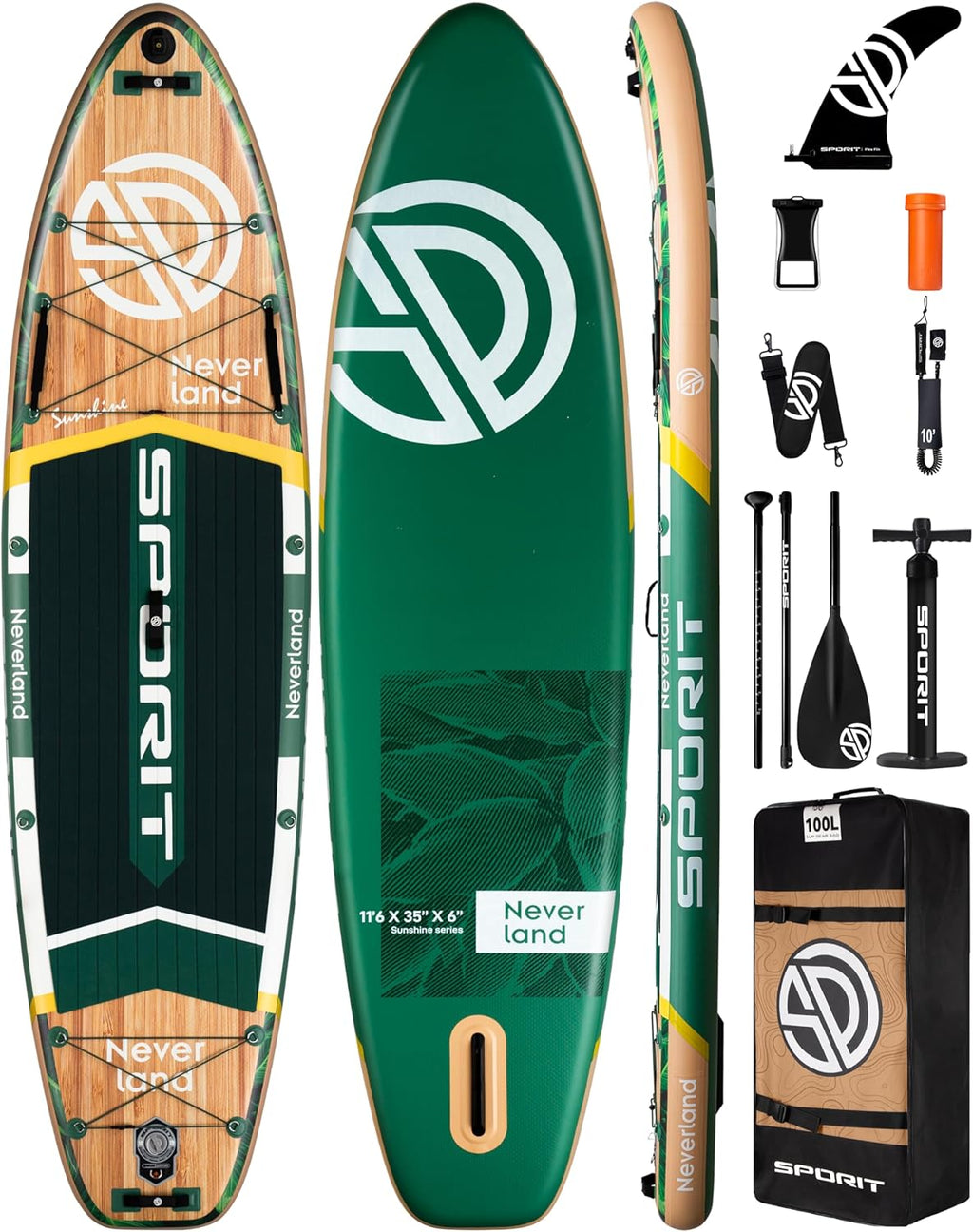11'6×35' Super Wide Inflatable Stand Up Paddle Board, Ultra Stable SUP Board for Adults, 450lb Capacity with Shoulder Strap, 100L Backpack, Removable US Fin, Floating Paddle, Safety Leash