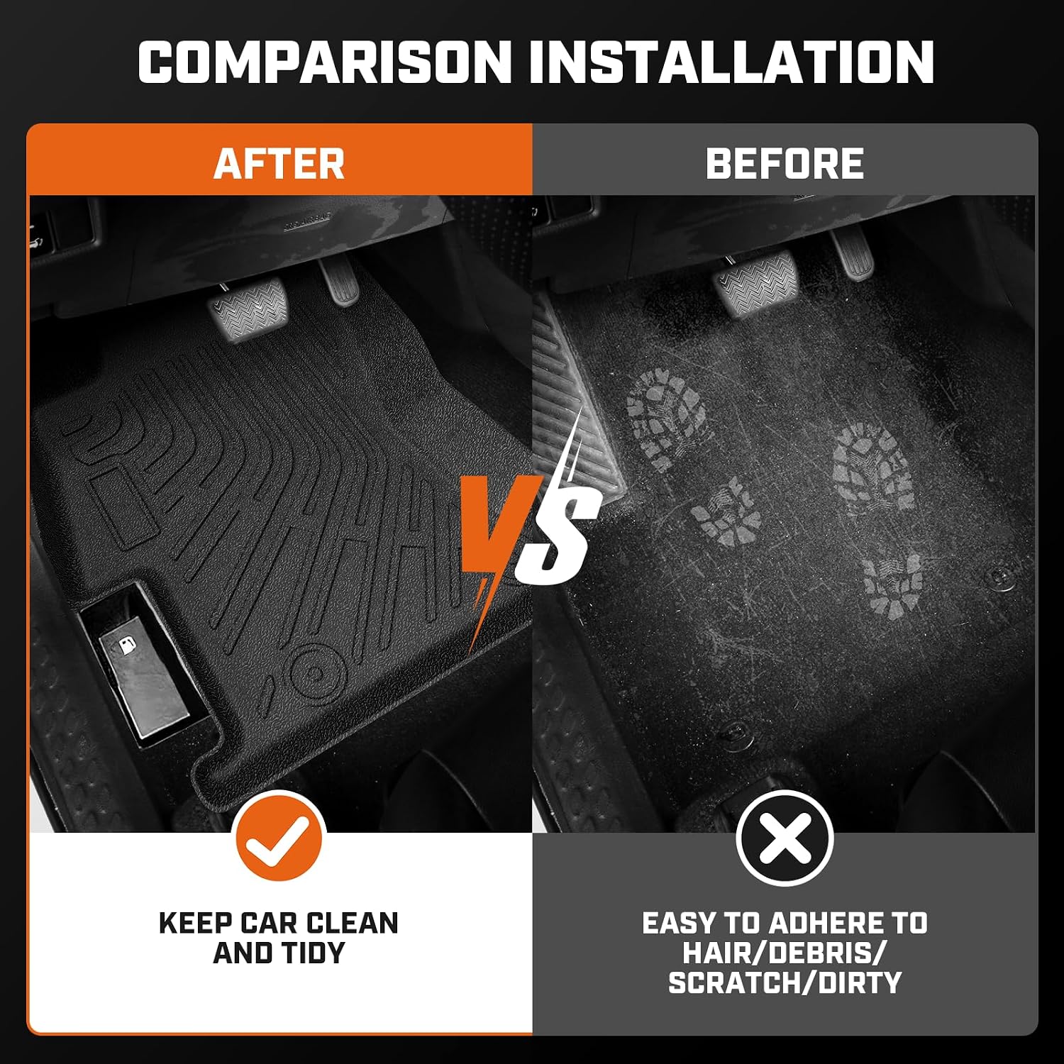 Mixsuper Floor Mat & Cargo Liner for Subaru Crosstrek 2018-2023 & 2017-2023 Impreza (Not Hybrid Models),All Weather TPE Floor Liners for Crosstrek Accessories,Full Set Anti-Slip Car Mats,Black