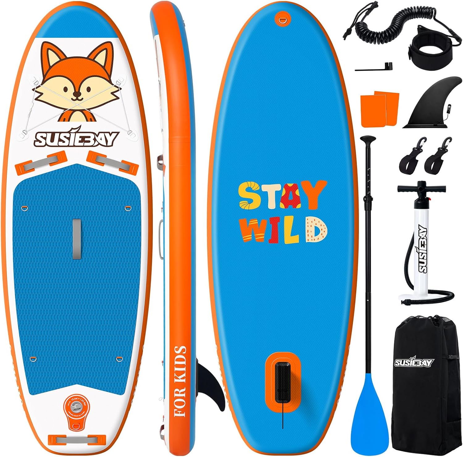 Kids Inflatable Stand Up Paddle Board with SUP Accessories,Wide Stable Design,Non-Slip Comfort Deck, Inflatable Paddle Board for Kids & Children