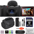 Sony ZV-1 II Vlog Camera Bundle for Content Creators and Vloggers (Black) with 64GB SD Card, Gadget Bag & More