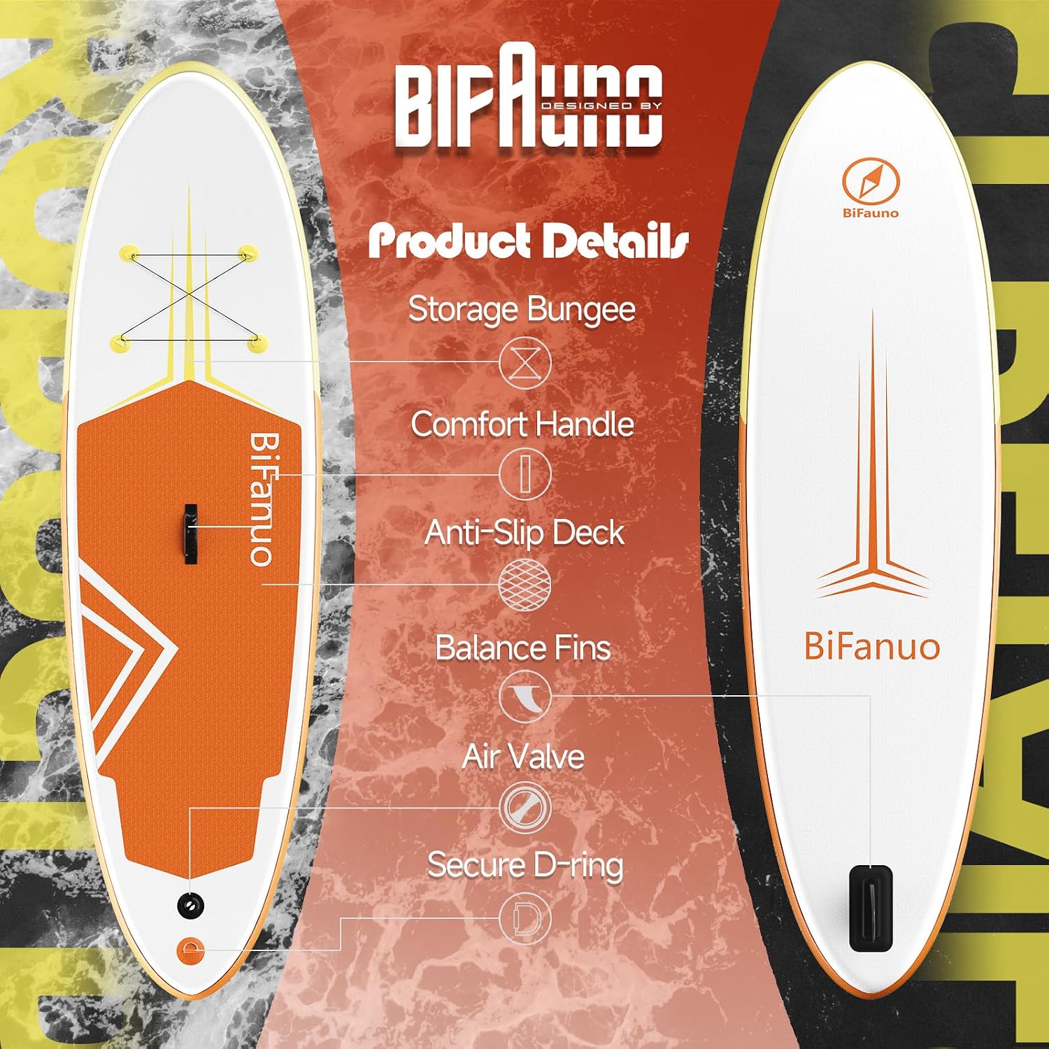 Bifanuo Inflatable Stand Up Paddle Board with SUP Accessories and Backpack