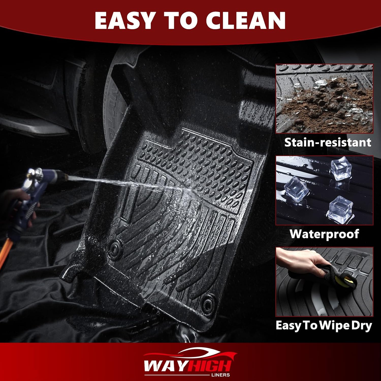Wayhigh® Floor Mats & Cargo Liner for Toyota RAV4 2006-2012 (5 Seats) All Weather TPE Car Mats Waterproof Heavy Duty Floor Liners Custom Fit for RAV4 Accessories - Black