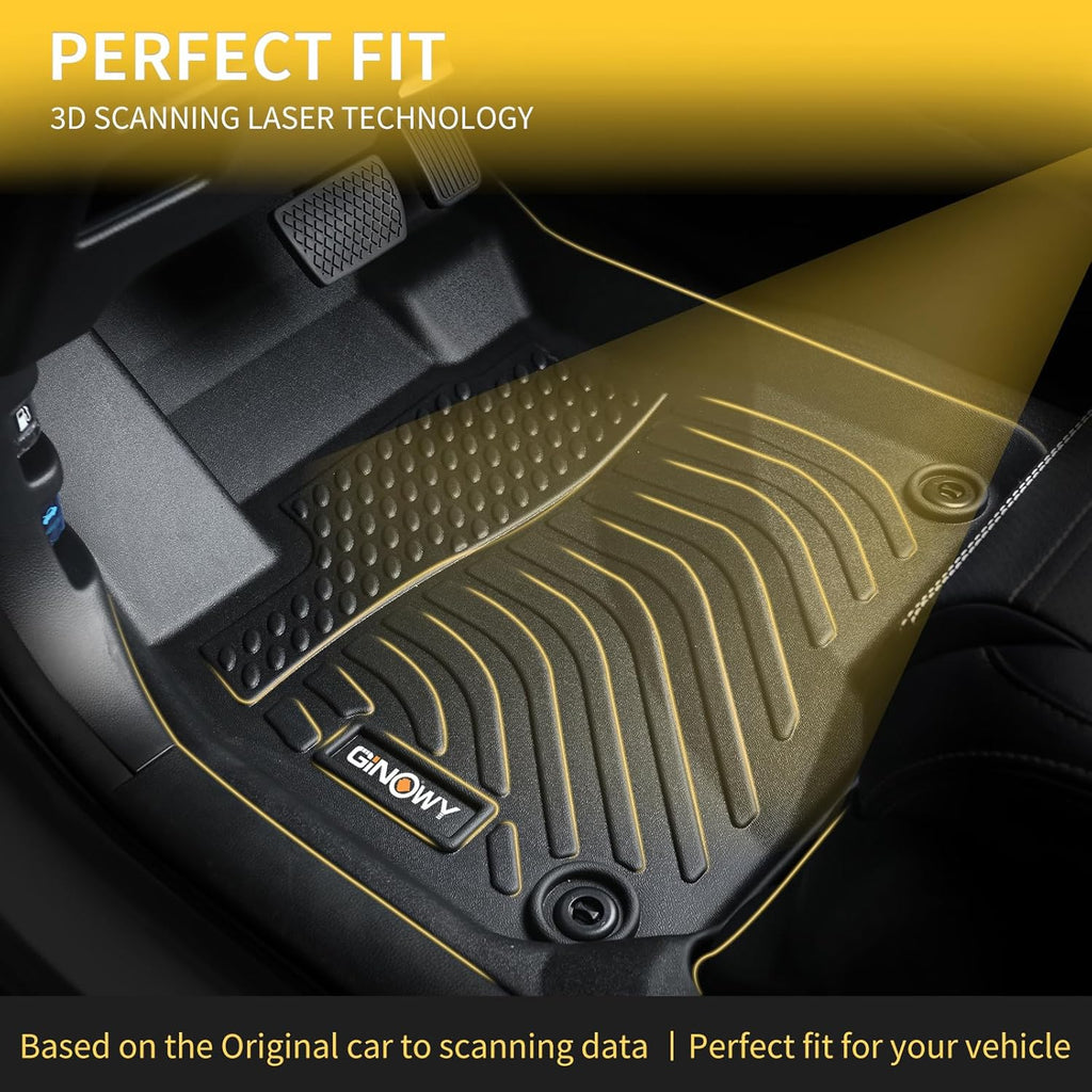 GINOWY-Floor Mats & Cargo Liner for 2019-2025 Toyota RAV4 Hybrid & Plug-in Hybrid (PHEV) 丨TPE All Weather Car Mats Custom Fit Rubber Floor Liners for Toyota RAV4 Hybrid Accessories