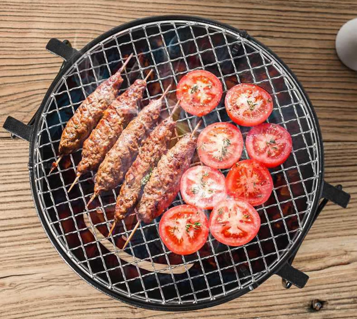 Charcoal Barbecue Grill Portable BBQ Grill Korean BBQ Grill Stainless Steel Camping Grill Stove Carbon Barbecue Grill Tabletop Smoker Grill for Outdoor,Indoor and Picnic,26cm