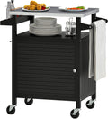 DWVO Outdoor Grill Table,Outdoor Kitchen Island with Stainless Steel Top and Wheels,Grilling Cart for Kitchen Prep,BBQ,Grilling Accessories