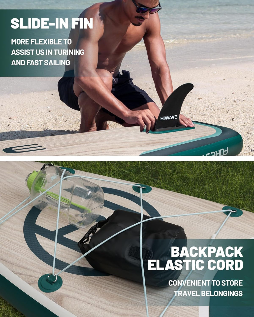 Hiwave Inflatable Paddle Board 11 '* 34 '* 6' Extra Wide Sup Board, 420lb Capacity Paddle Board for Adults, Suitable for Sea and Lakes, 2+1Family Board