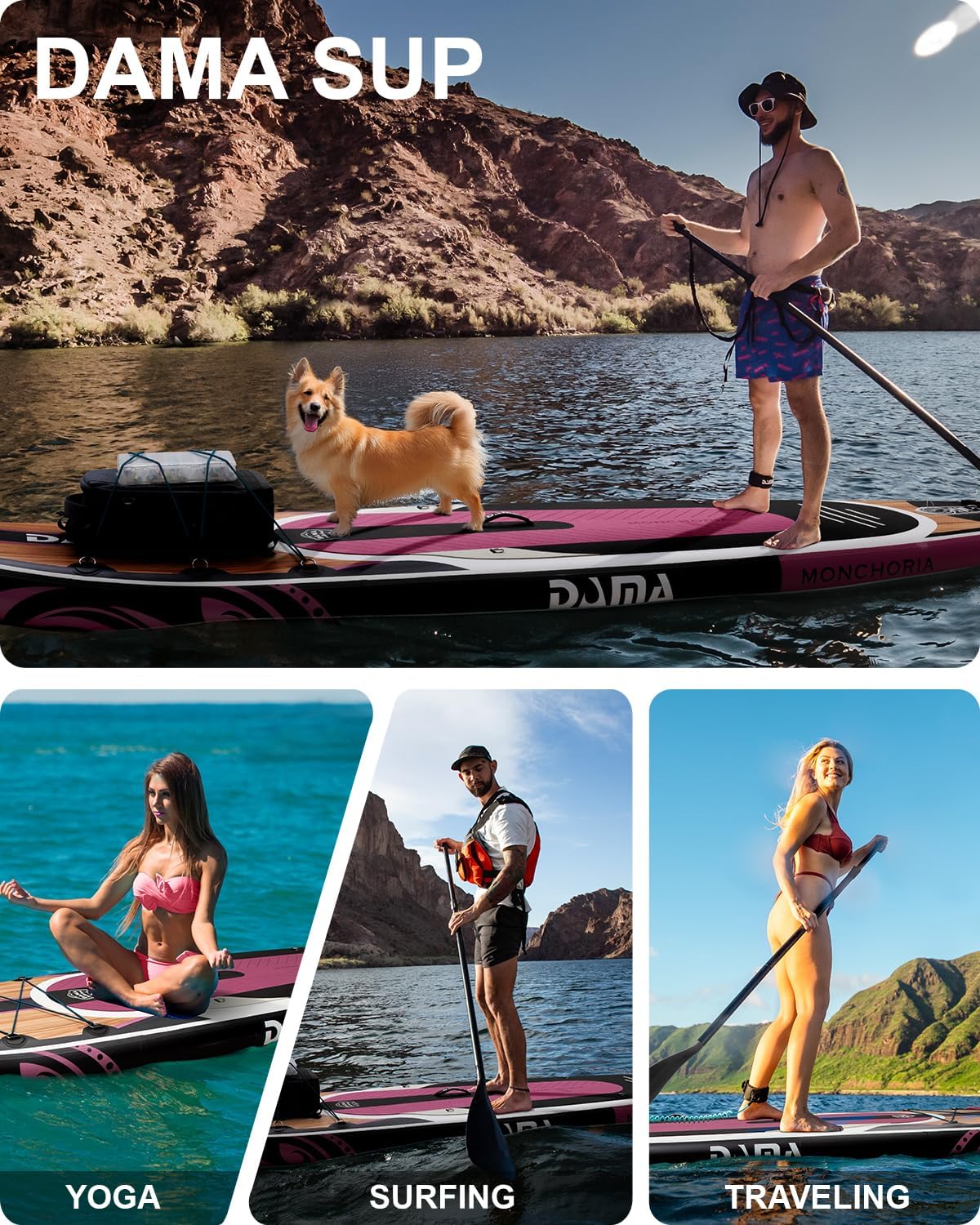 DAMA 11'*34'*6' Stand Up Paddle Board, Inflatable Paddle Board,Inflatable Paddle Boards for Adults w/a Wide, Smooth and Non Slip Deck, Versatile Styles, Suitable for Adults