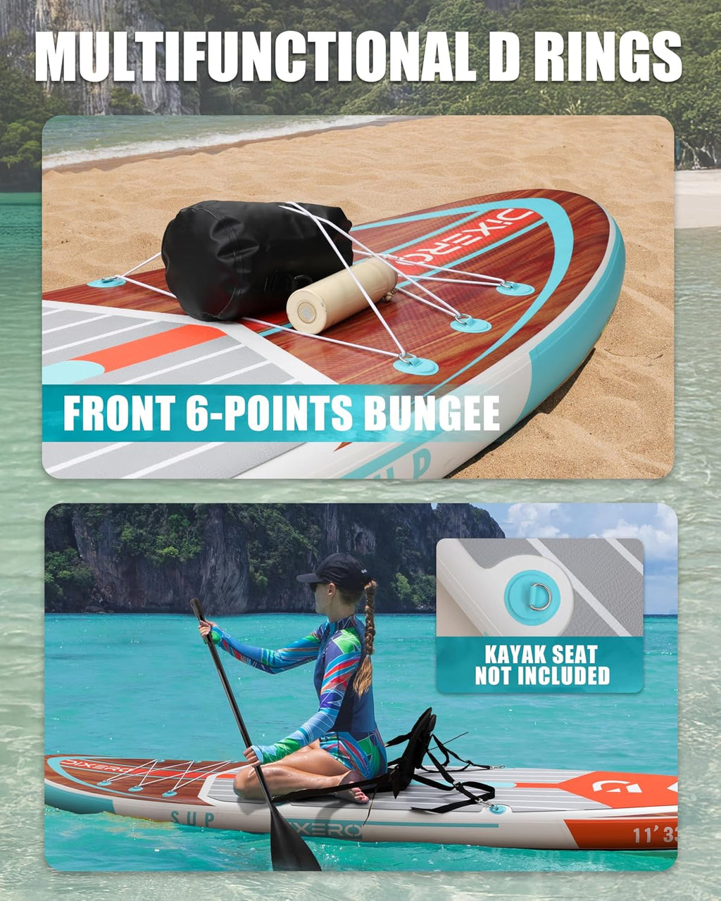 Inflatable Stand Up Paddle Board with SUP Accessories, 11'*33' Inflatable Paddle Boards for Adults & Youth of All Skill Levels