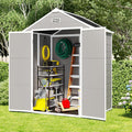 Outdoor Storage Shed 6x5 FT, Resin Shed with Floor & Window, Lockable Door, Vents, Outside Sheds & Garden Shed for Patio Furniture, Gardening Tools, Pool Equipment (Grey, 6 * 5ft)