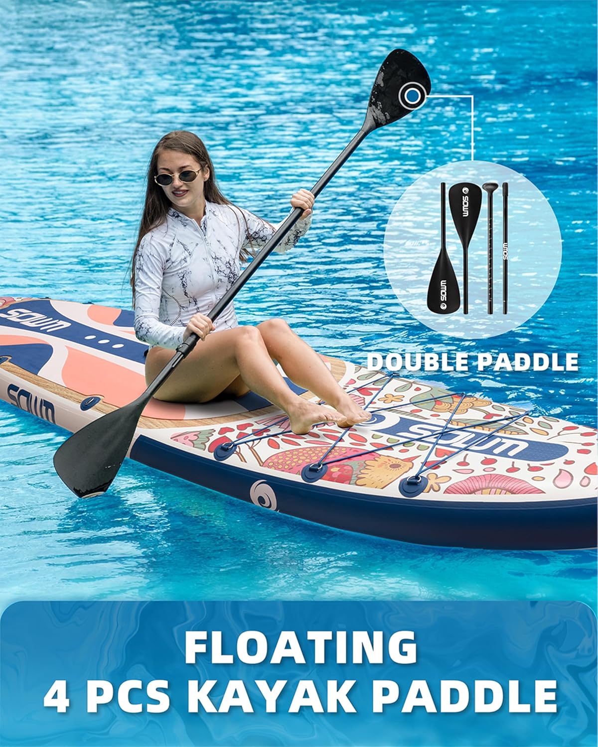 11'*33'/34' Inflatable Stand Up Paddle Board for Beginners,400/420lbs Capacity, Anti-Slip EVA Deck, Includes Adjustable Paddle, Pump, Backpack & SUP Accessories for Surfing, Fishing, Yoga & More