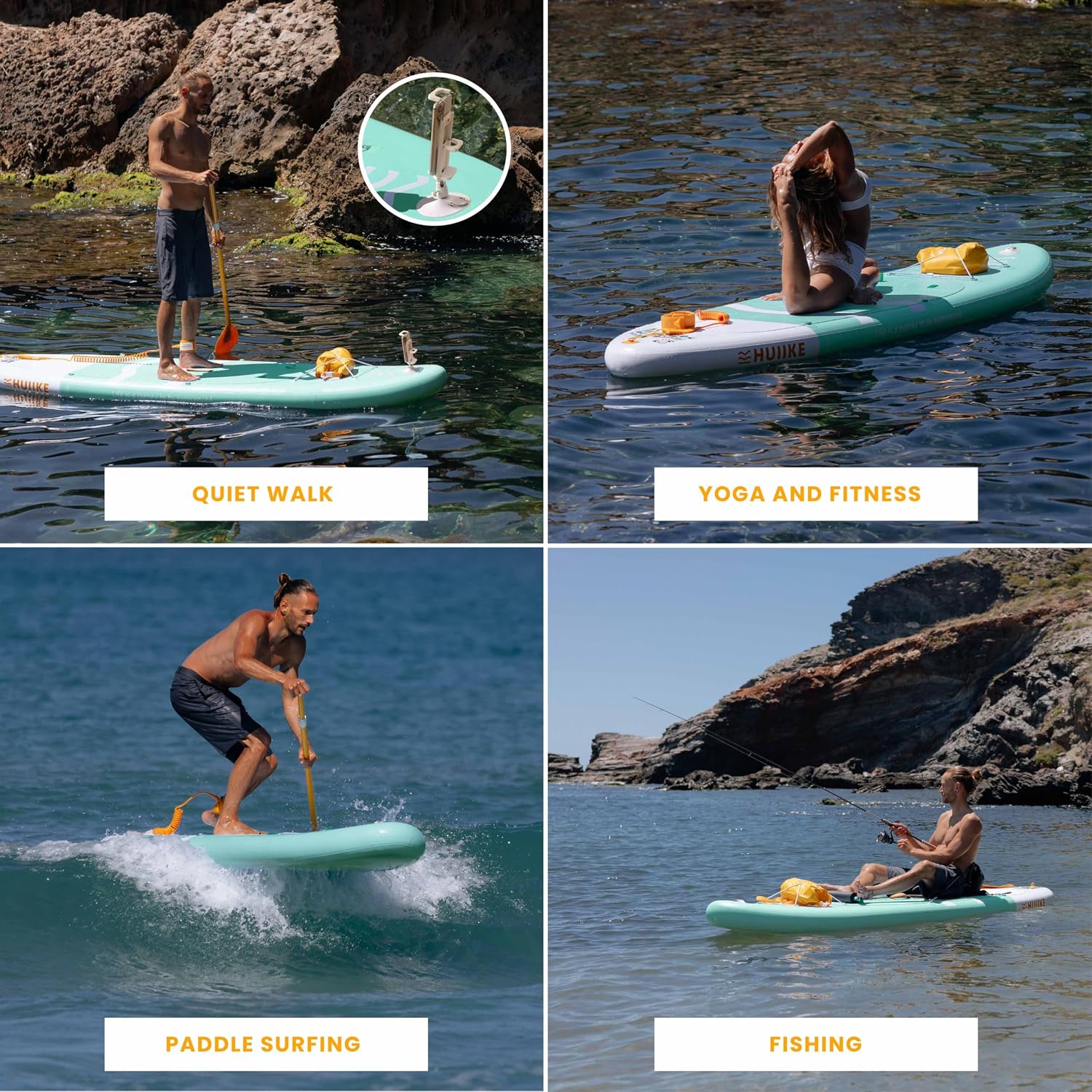 HUIIKE Inflatable Paddle Board for Adults with Accessories Included, Oar, Fins, Pump. Stand Up Paddleboard Great Stability and Resistance. 10' x 33' x 5.9', Maximum Load 286 lb