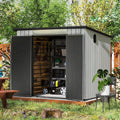 Domi 6x8FT Outdoor Resin Storage Shed, All-Weather Double-Wall Storage Building with Sloping Roof for Backyard, Garden, Lawn Tools, Mower, Bike & Pool Equipment, Lockable Doors, Ventilated Roof