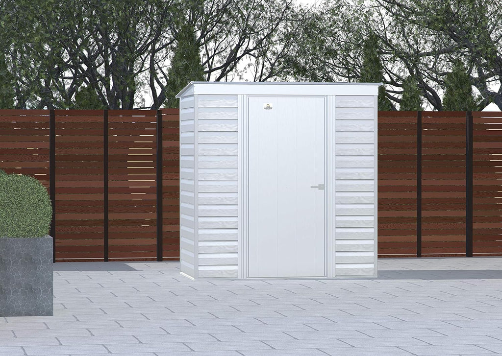 Arrow Select 6' x 4' Outdoor Lockable Steel Storage Shed Building, Flute Grey