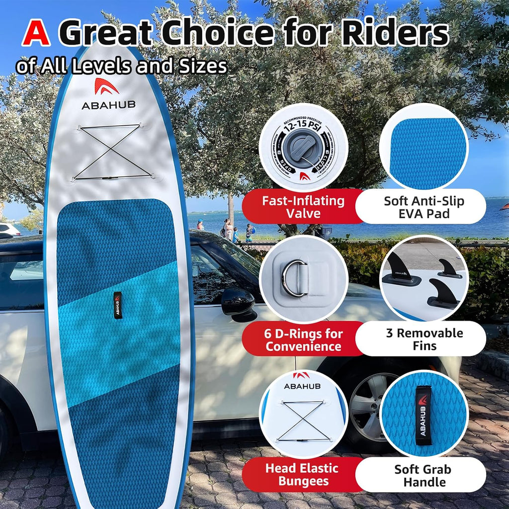 Abahub Inflatable SUP, Wide 10'6' x 31'/34' iSUP, Standup Paddleboard with Adjustable SUP Kayak Paddle, for Yoga, Paddle Board, Kayaking, Surf, Canoe, Fishing