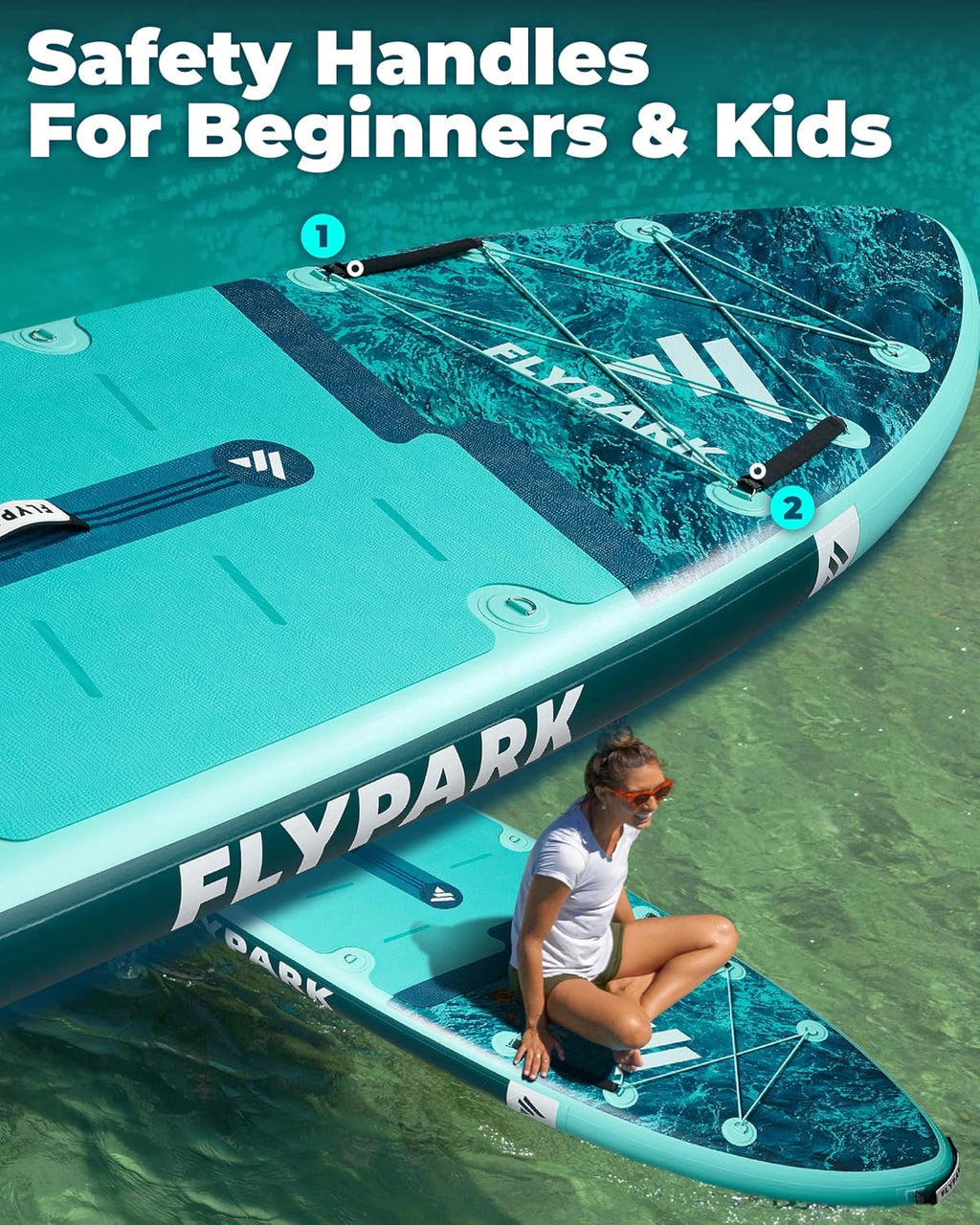 Flypark 10'8/11'x35'' Fishing&Family Stable Inflatable Paddle Boards, Extra Wide SUP Paddleboard Inflatable, 430lb/3 People, Stand Up Paddle Board for Adults, Camera Mount, Shoulder Strap, Rod Holder