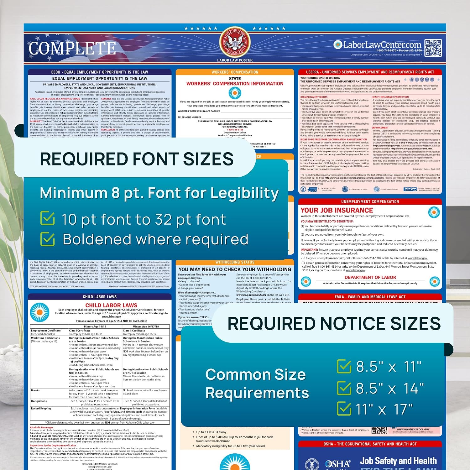 New Jersey 2026 Labor Law Poster – State & Federal Compliance – OSHA, EEOC, FMLA, Minimum Wage – Durable, Laminated & Waterproof Workplace Employment Poster – Made in USA – 26' x 39.5', 5-Pack