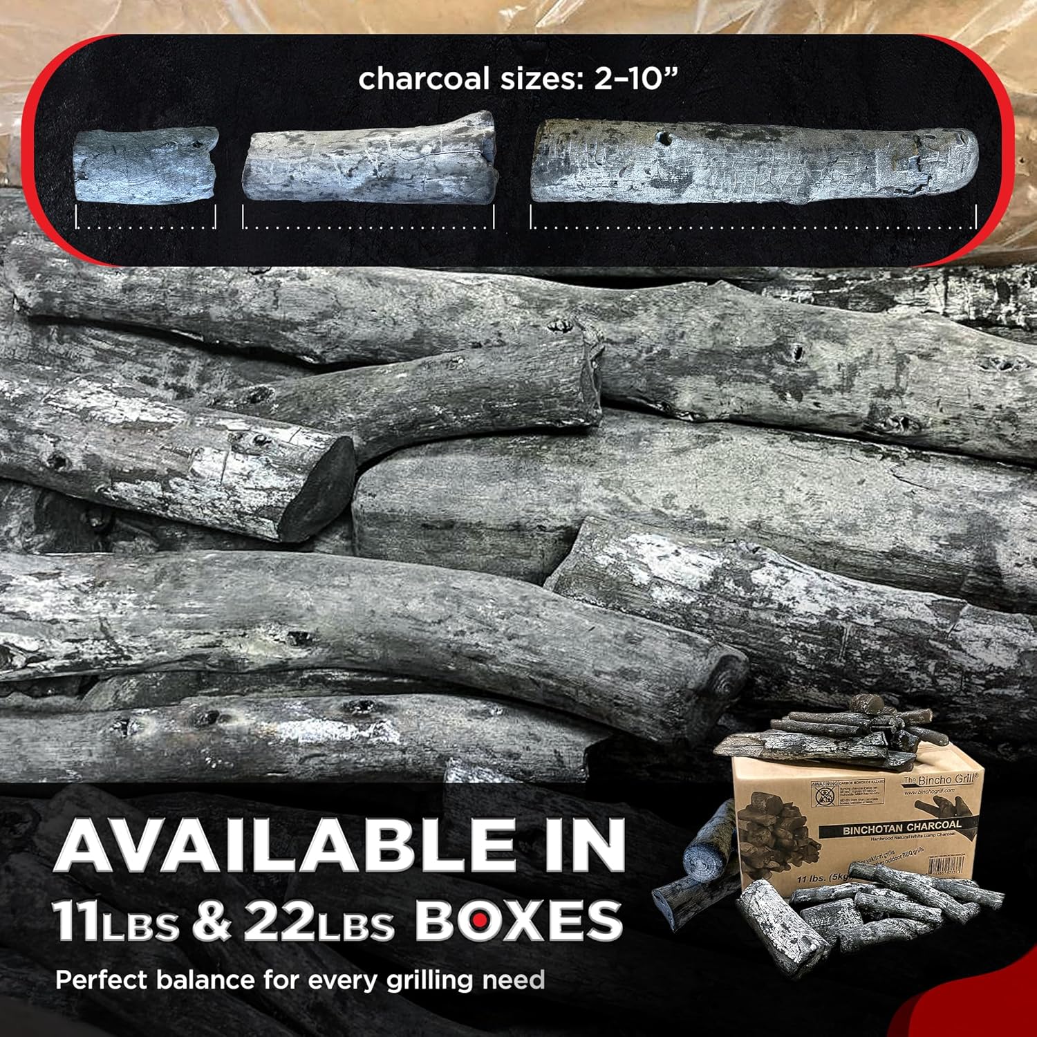 The Bincho Grill Binchotan Charcoal 22 lbs – Premium Japanese Grill Style Hardwood, 95% Carbon, Smokeless High-Heat, Long Burn for Yakitori, Reusable