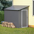 Lean to Storage Shed 4x8 FT Metal Sheds & Outdoor Storage Cabinet Lockable Tool Organization Bike Mower Shed Portable Outside for Garden Patio, Grey
