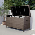 Grand patio 170 Gallon Deck Storage Box Outdoor Storage Box Patio Storage Deck Box Indoor Wicker Storage Bin Patio Storage Box for Patio Furniture Cushions Garden Tools Pool Accessories, Light Brown