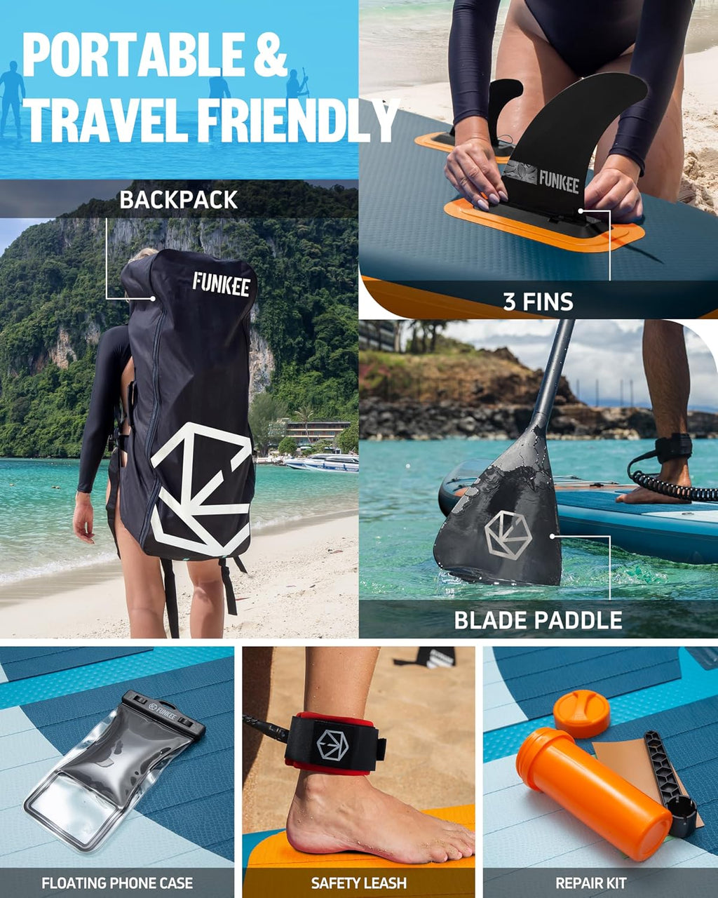 11'×34'×6' Extra Wide Inflatable Stand Up Paddle Board, Sup Board with Removable Fins, Backpack, Floating Paddle, Safety Leash, Floating Phone Case for Adults & Youth of All Skill Levels