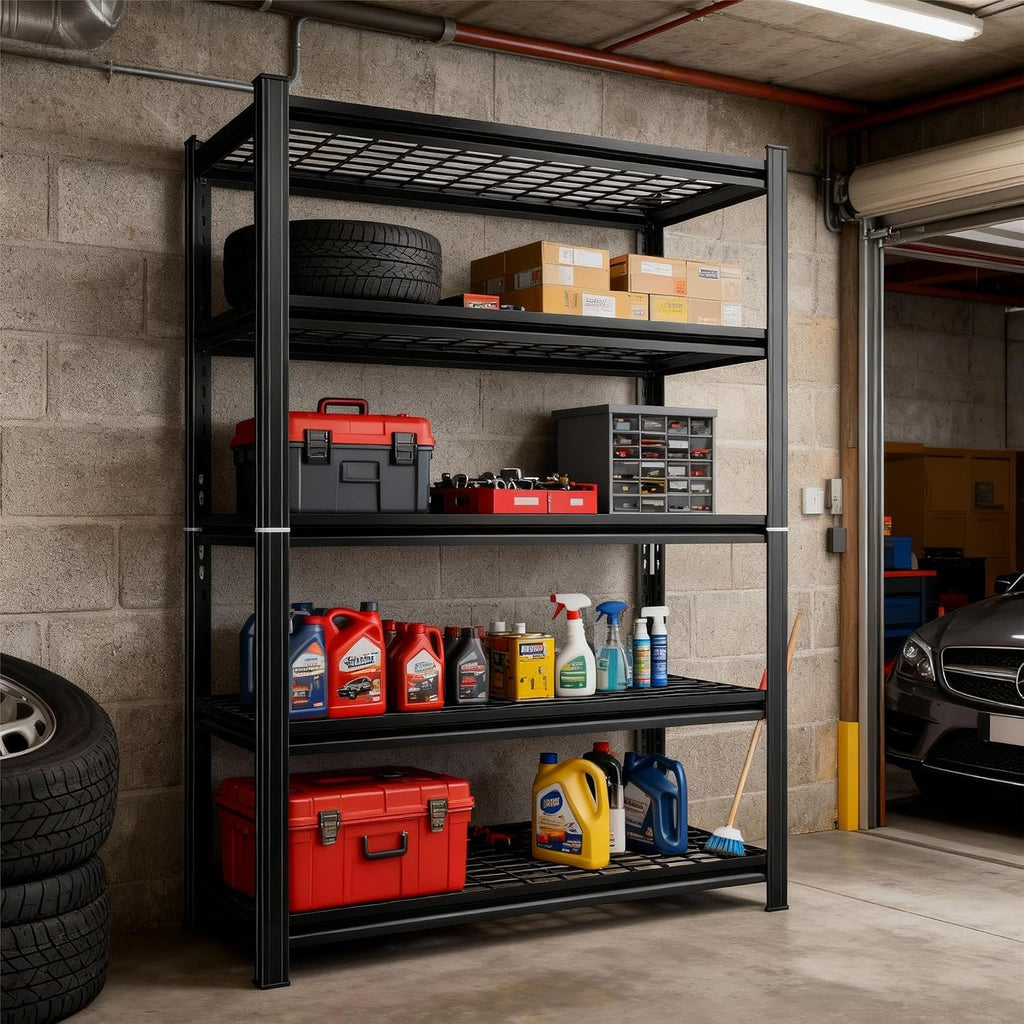 48''W Wire Garage Metal Shelving, 3020 Lbs Heavy-Duty Garage Storage Shelves, 5-Tier Adjustable Reinforced Shelves for Laundry Rooms, Basements, Kitchens&Outdoor (48''W*24''D*72''H)