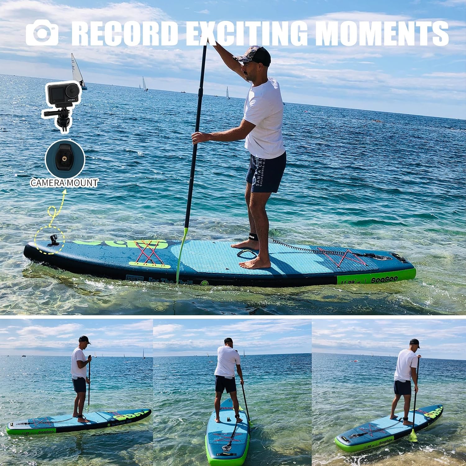 Inflatable Stand Up Paddle Board Includes Paddle, Dual Action Pump, and Accessories 11ft Lightweight iSUP, 33'*6' Wide Stable Design, Anti-Slip EVA Deck, Paddle Board for Adults