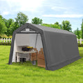 COVERONICS 8' x 14' Outdoor Storage Shed - Heavy Duty Portable Shelter Carport with Ventilation Windows and Roll-up Doors, Storage Shelter Tent for Motorcycle, Bike, Lawnmower and Garden Tools, Grey