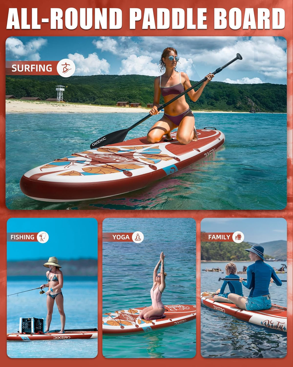 Inflatable Stand Up Paddle Board with SUP Accessories, 11'*33' Inflatable Paddle Boards for Adults & Youth of All Skill Levels