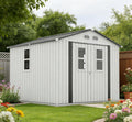8x8 FT Outdoor Storage Shed:Heavy-Duty Metal Garden Sheds & Outdoor Storage Solution with 4 Daylight Windows,Lockable Doors,Waterproof&UV-Resistant,Shed for Backyard Tool Storage (White)