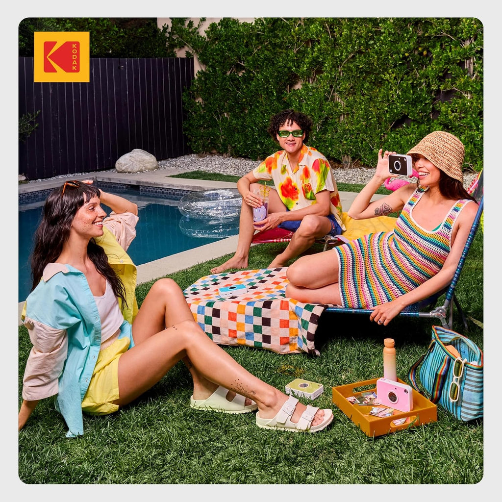 Kodak Printomatic+ Full Color Instant Print Digital Camera Gift Bundle + Case + Zink 2x3 Sticky Back Photo Paper 20pk + Album + Sticker Sets + Sticker Frames + Hanging Frames + Markers Black