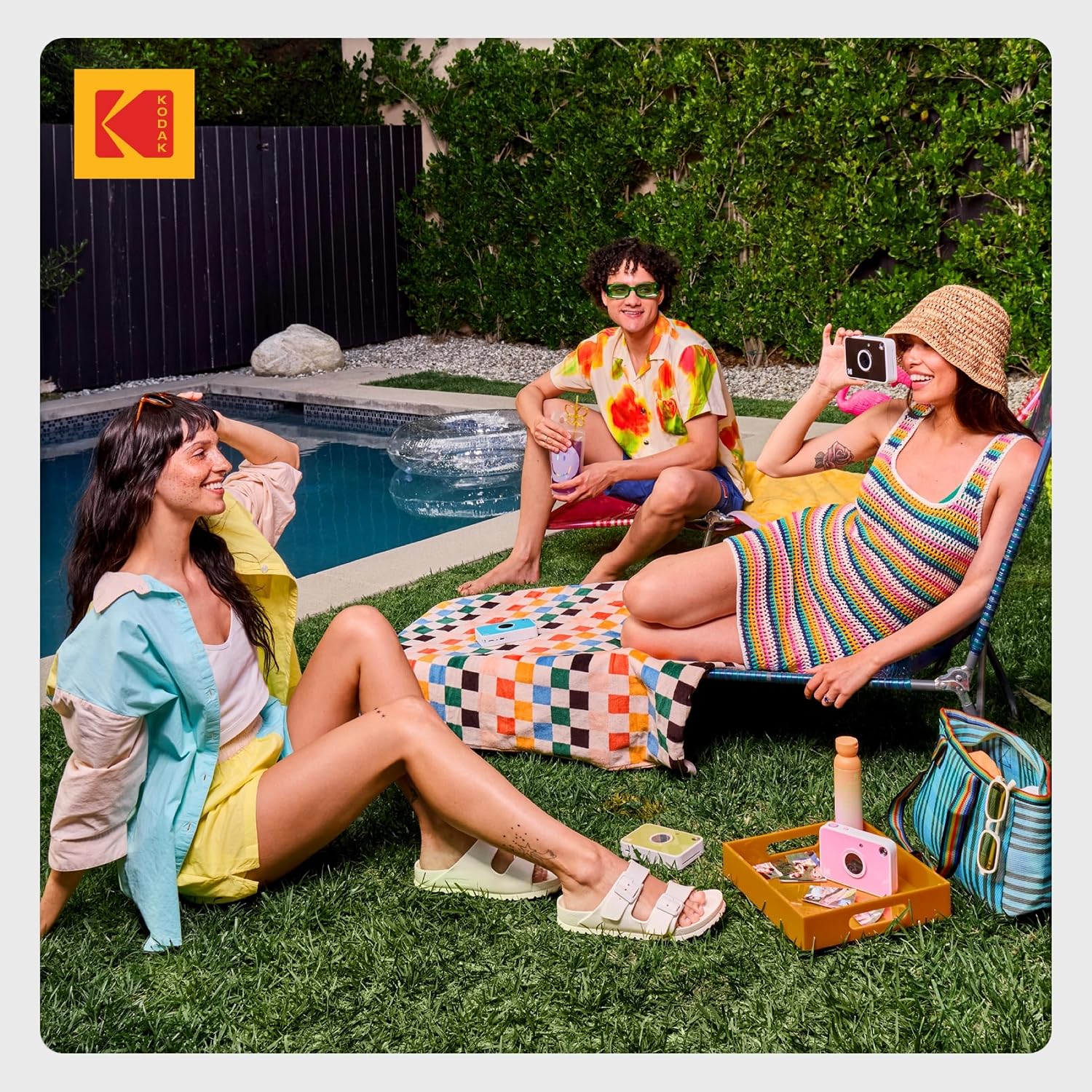 Kodak Printomatic+ Full Color Instant Print Digital Camera Gift Bundle + Case + Zink 2x3 Sticky Back Photo Paper 20pk + Album + Sticker Sets + Sticker Frames + Hanging Frames + Markers Black