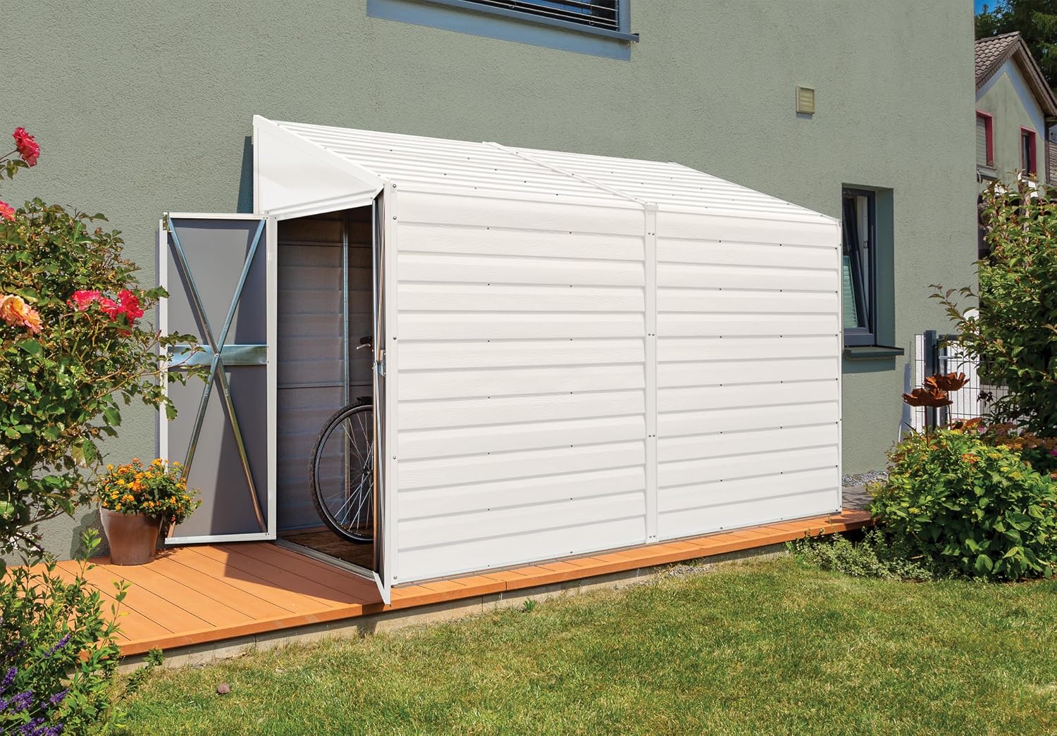 Arrow Shed Yardsaver Compact Galvanized Steel Storage Shed with Pent Roof, 4' x 10'