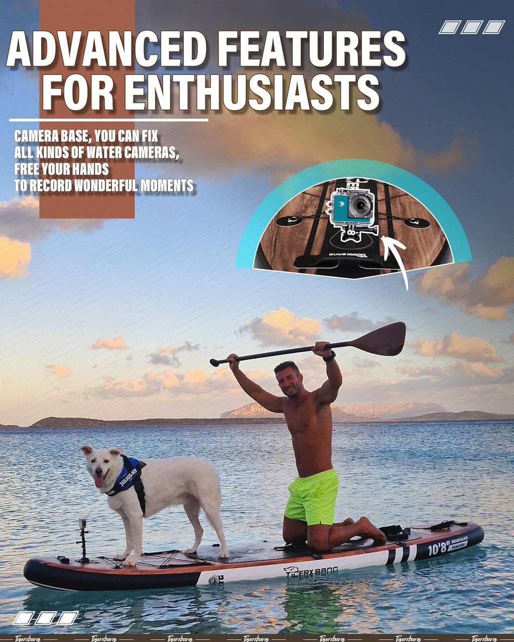TIGERXBANG Paddle Board, 10.8' Stand Up Paddle Board with Premium Complete Inflatable SUP Accessories, Extra Wide Paddleboards for Adults & Kids-Pandora Collection