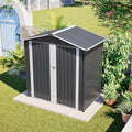 4×6 Ft Metal Outdoor Storage Shed with Floor Base, 0.25mm Galvanized Steel Metal Garden Shed Waterproof with Lockable Door for Backyard, Patio, Garden, Dark Grey