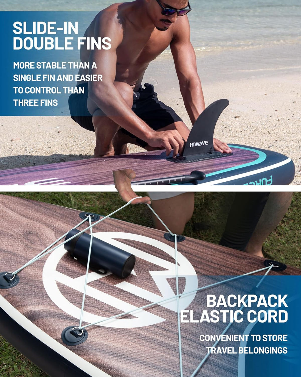 Hiwave Inflatable Paddle Board 11 '* 34 '* 6' Extra Wide Sup Board, 420lb Capacity Paddle Board for Adults, Suitable for Sea and Lakes, 2+1Family Board