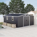 10x12 FT Outdoor Storage Shed, Large Metal Garden Shed with 2 Windows, Outside Tool Sheds with Lockable Sliding Doors, Waterproof Storage Building with 4 Air Vents for Backyard, Patio, Lawn, Dark Gray