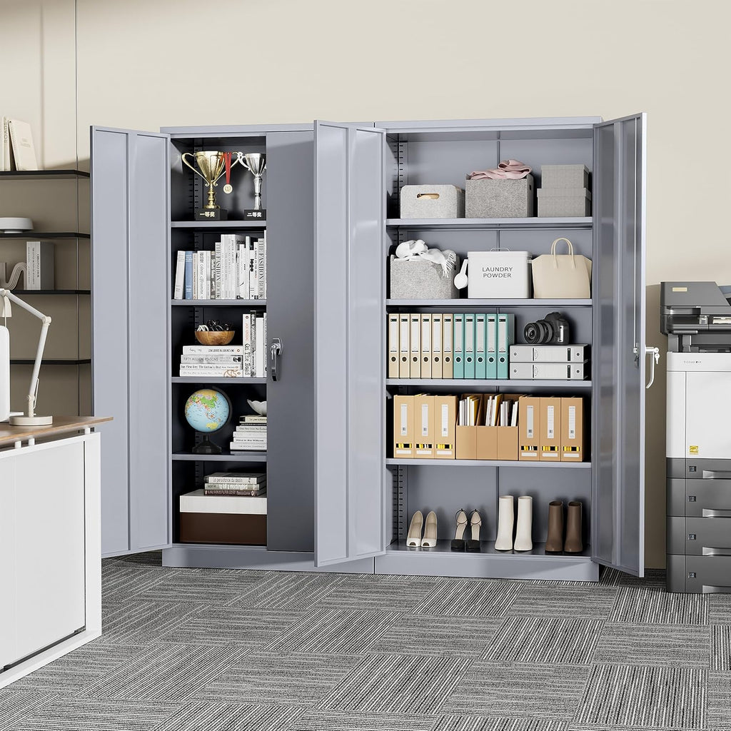 Incbruce 72' H x18 D Patio Metal Storage Cabinet, Outdoor Storage Cabinet with Doors and Adjustable Shelves, Tool Shed for Home, Patio, Office (Grey)