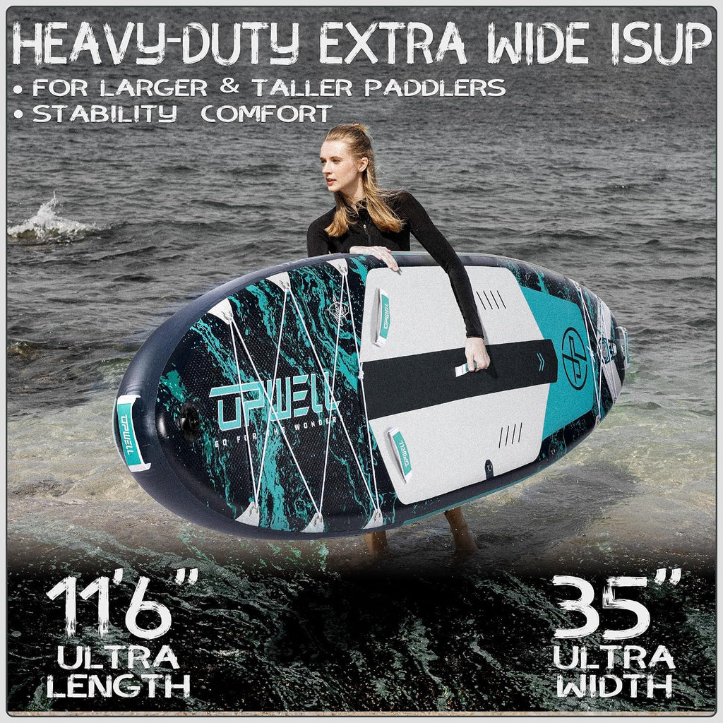 UPWELL 10'6'/11'/11'6' Inflatable Paddle Board, Stand Up Paddlboard for Youth & Adults, Stable Design, Premium SUP Accessories, Backpack, Leash, Hand Pump, Fins