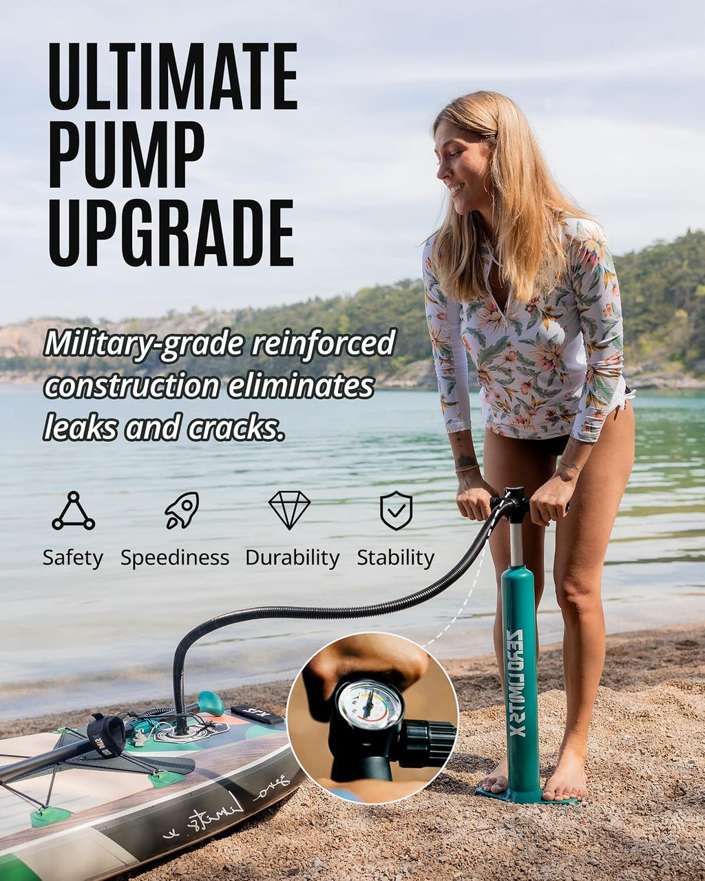 ZLX Inflatable Stand Up Paddle Board, 10'6' SUP Non-Slip Stable Deck Pad, Unique Center Fin, Premium Accessories, Paddleboard for Adults, Beginners, All Skill Levels