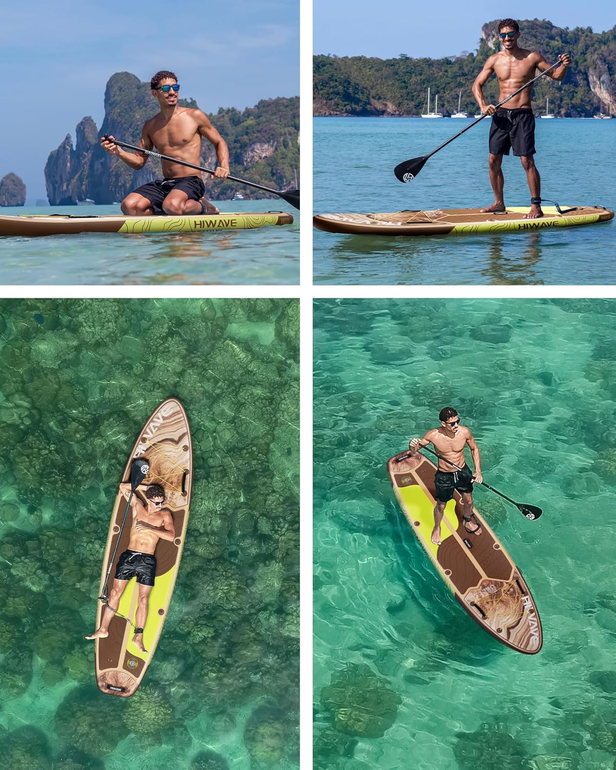 Hiwave Inflatable Stand Up Paddle Board 11'*34'*6' Sup Board, 420lbs Capacity Adult&Youth Paddle Board, Pet Friendly for Ocean&Lake, w/Double Action Hand Pump
