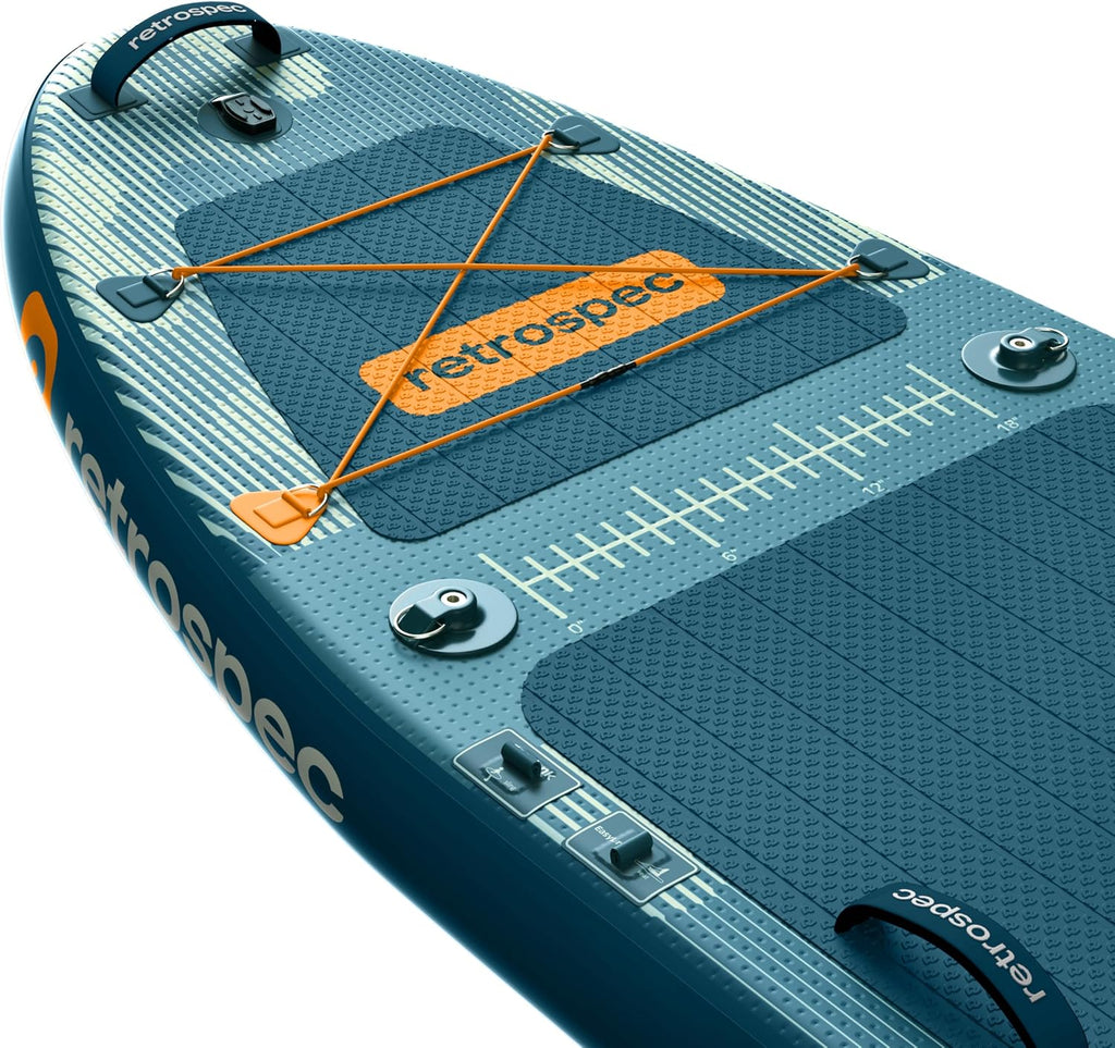 Retrospec June Nano Kids Inflatable Fishing Paddle Board SUP Kayak: 9'6' Hybrid Paddleboard with Rod Holders, Removable Seat - Lightweight Portable Youth Fishing Board