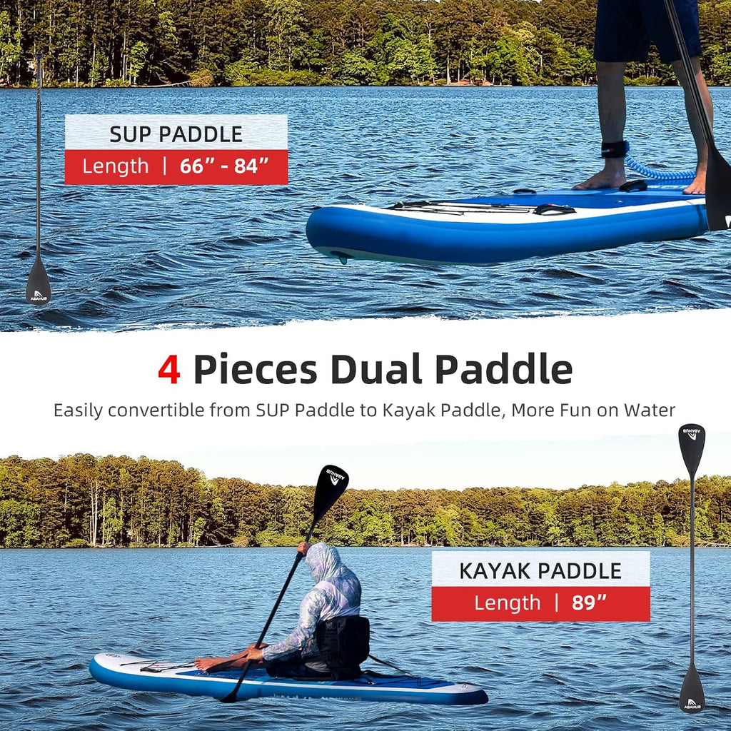 Abahub Inflatable SUP, Wide 10'6' x 31'/34' iSUP, Standup Paddleboard with Adjustable SUP Kayak Paddle, for Yoga, Paddle Board, Kayaking, Surf, Canoe, Fishing