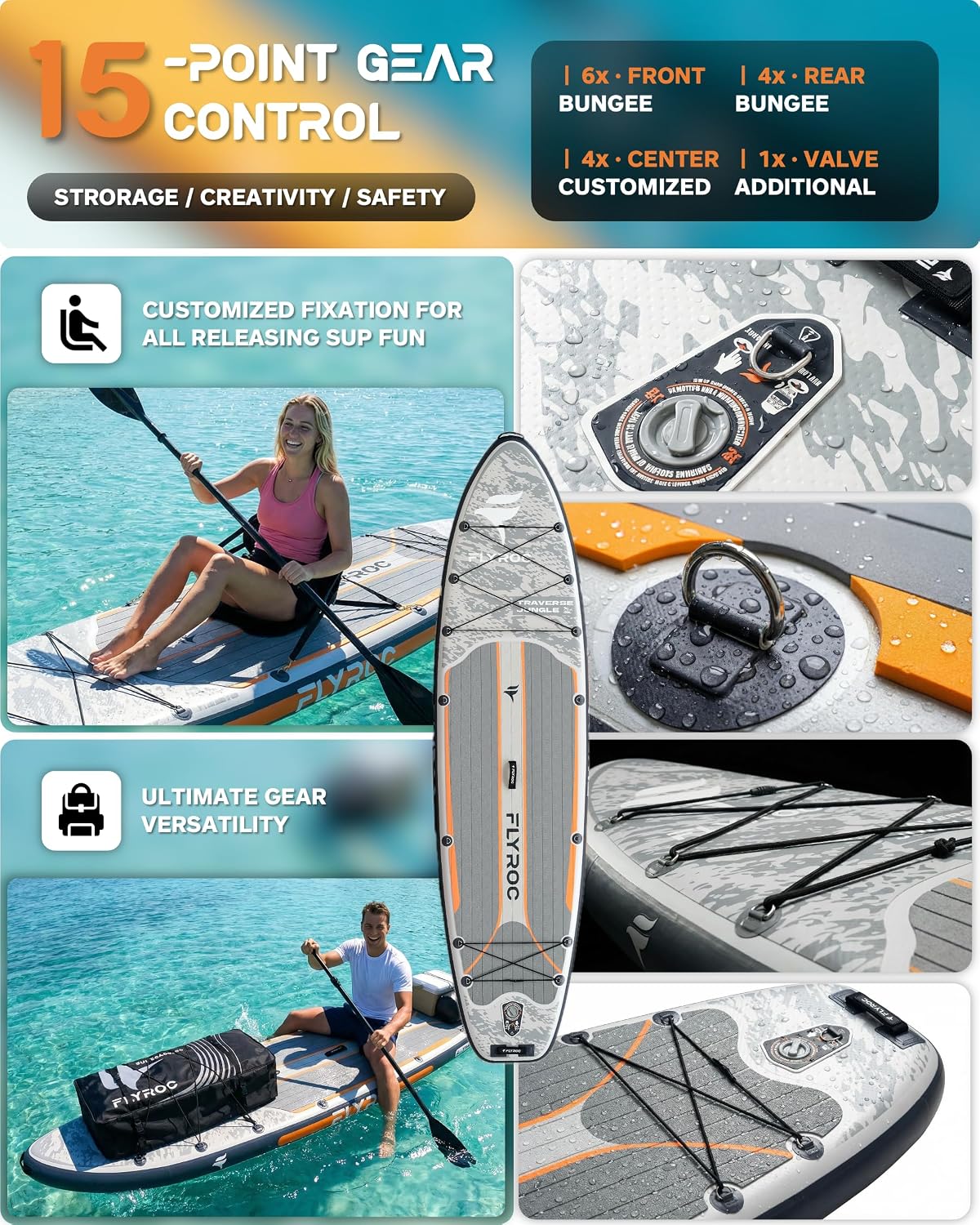 11'6x35'' Extra Wide Inflatable Paddle Board, 450lb Capacity Stand Up Paddle Board for Adults (x3), Stable Inflatable SUP, All Skill Levels, 3 Handles, 100L Backpack, 3PCS Paddle, 5L Dry Bag