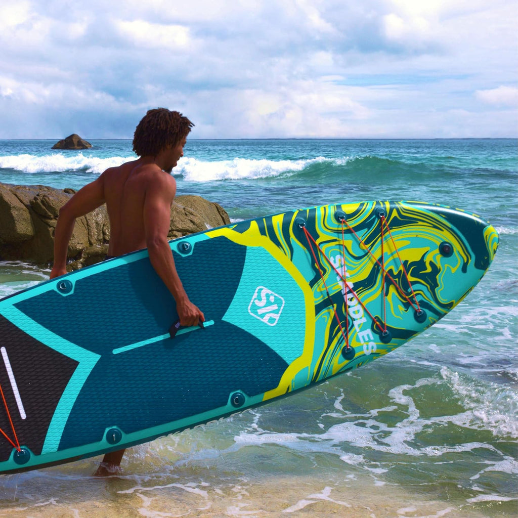10'6'' Inflatable Stand Up Paddle Board (SUP) for Adults and Youth with Non-Slip Deck – Complete Accessories Kit, for Fishing, Yoga, Fitness & Family Fun