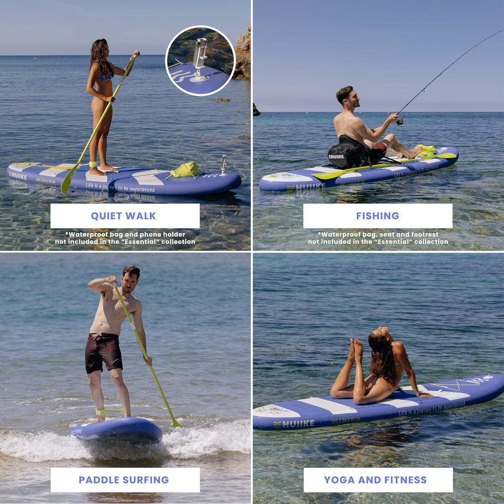 HUIIKE Inflatable Paddle Board for Adults with Accessories Included, Oar, Fins, Pump. Stand Up Paddleboard Great Stability and Resistance. 10' x 33' x 5.9', Maximum Load 286 lb