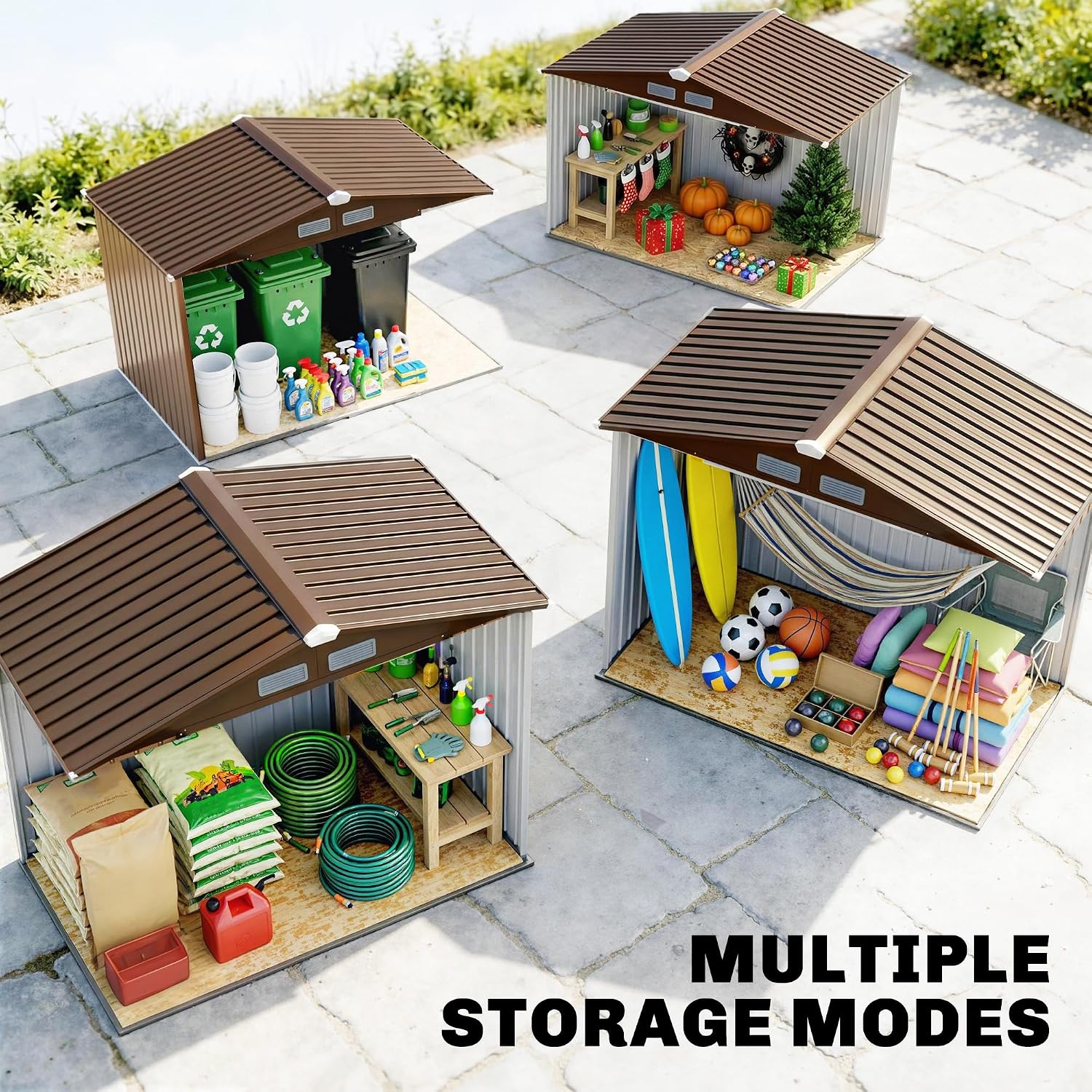 Outsunny 7' x 4' Outdoor Storage Shed, Garden Tool Metal Shed with Foundation Kit, Double Lockable Door, Air Vents and Sloping Roof, for Backyard, Patio, Lawn, Yellow