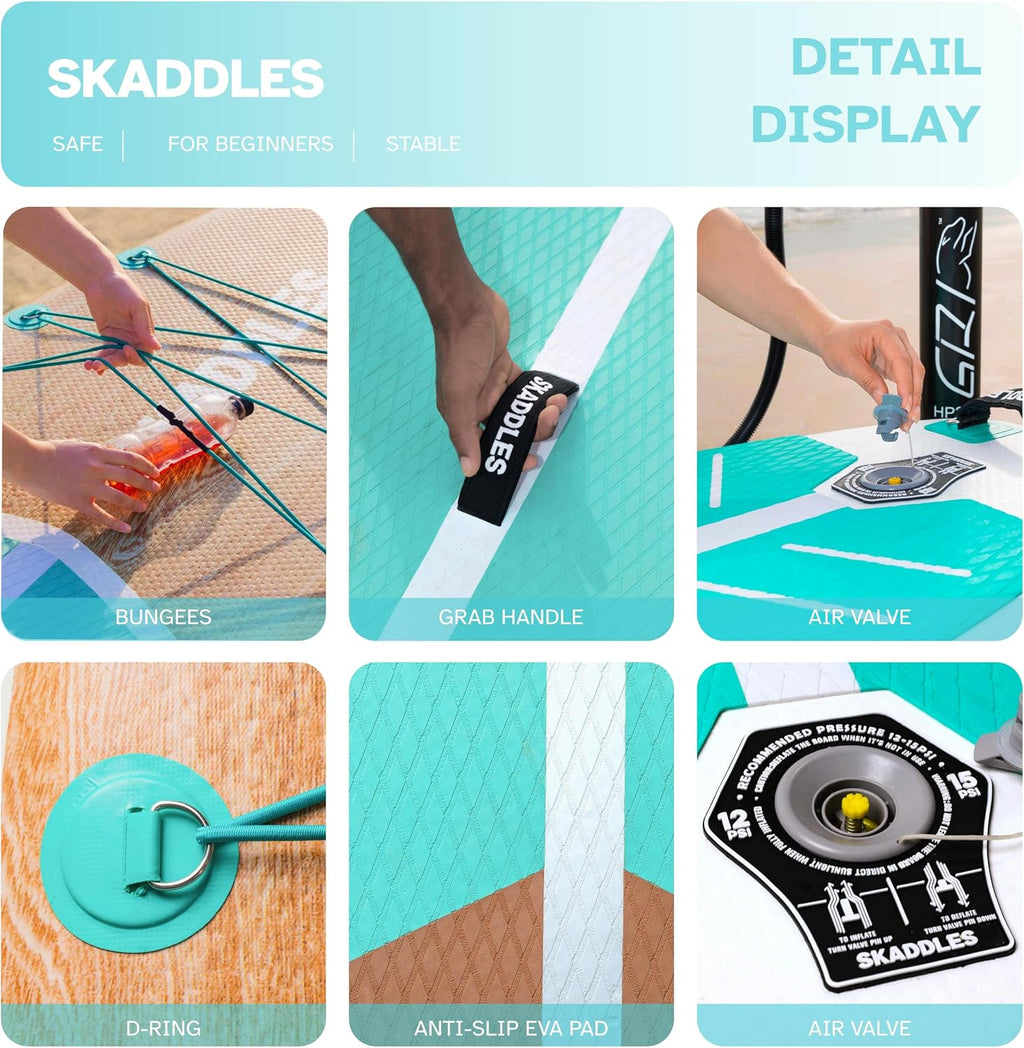 10'6'' Inflatable Stand Up Paddle Board (SUP) for Adults and Youth with Non-Slip Deck – Complete Accessories Kit, for Fishing, Yoga, Fitness & Family Fun