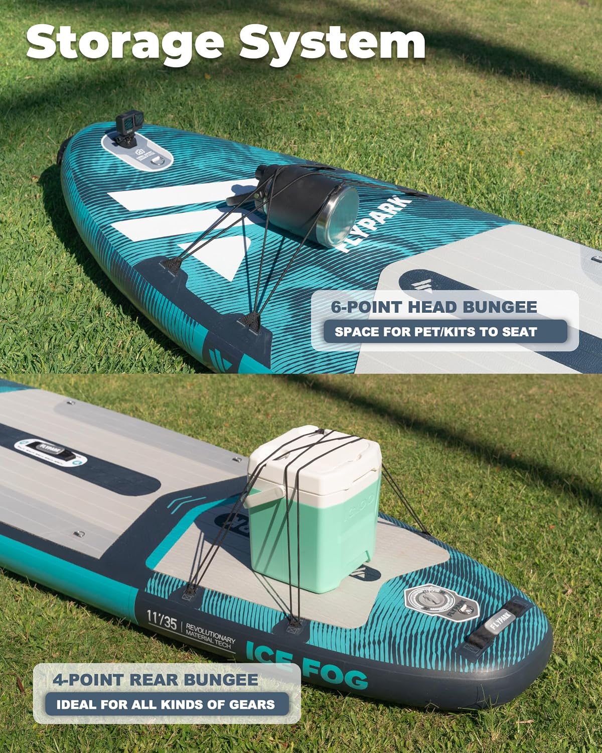 Flypark 10'8/11'x35'' Fishing&Family Stable Inflatable Paddle Boards, Extra Wide SUP Paddleboard Inflatable, 430lb/3 People, Stand Up Paddle Board for Adults, Camera Mount, Shoulder Strap, Rod Holder