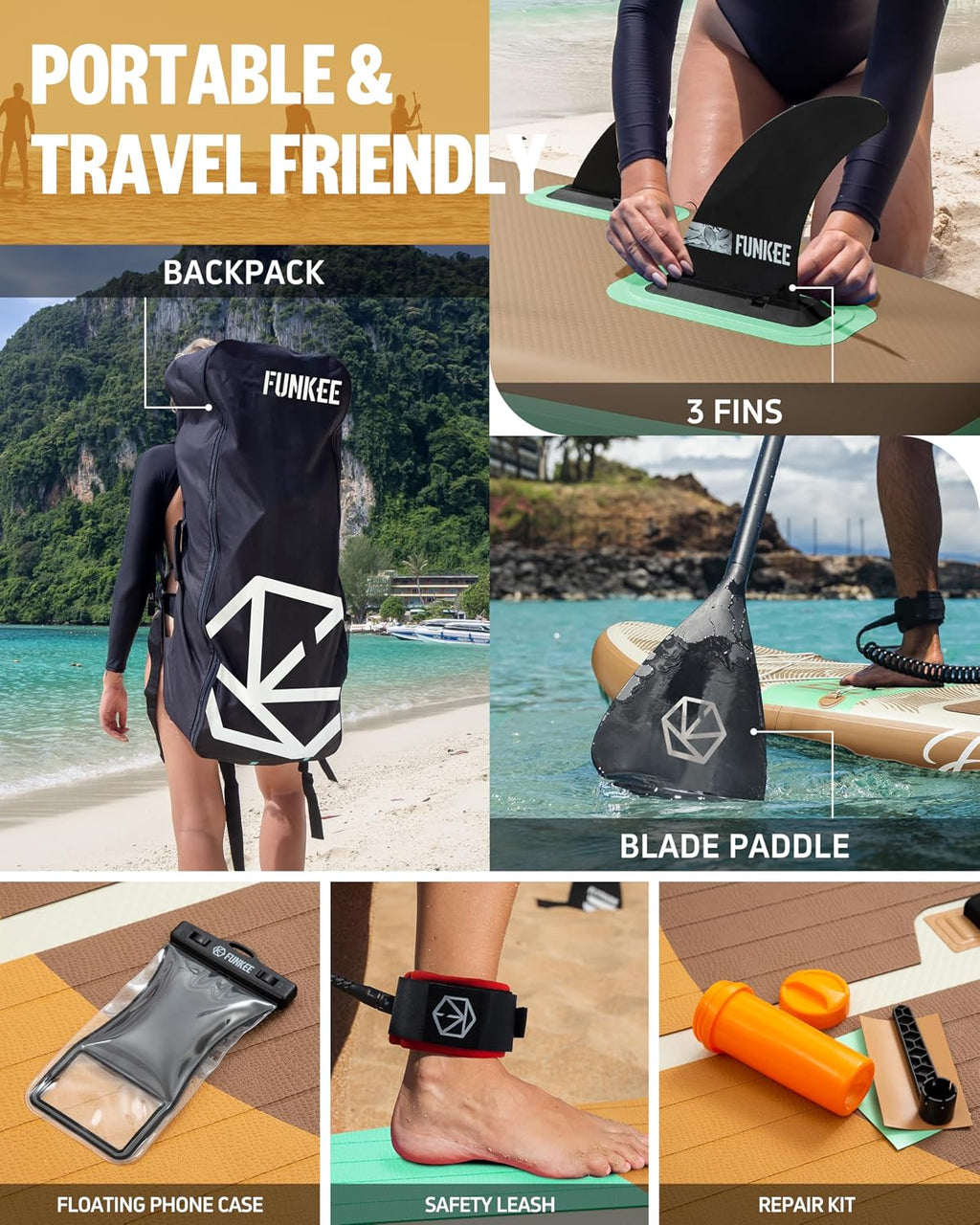 11'×34'×6' Extra Wide Inflatable Stand Up Paddle Board, Sup Board with Removable Fins, Backpack, Floating Paddle, Safety Leash, Floating Phone Case for Adults & Youth of All Skill Levels