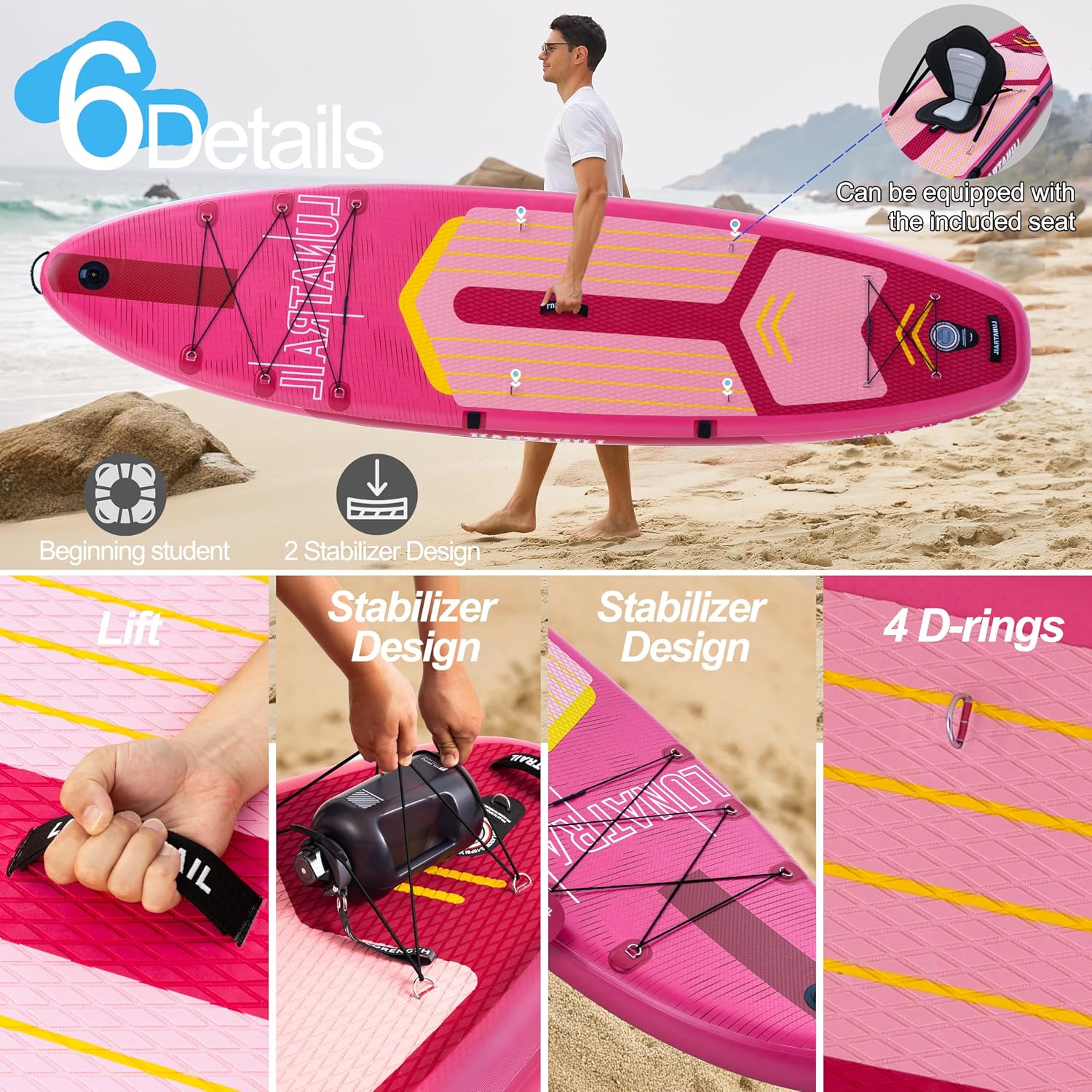 【11'×34'】 Extra Long/Extra Wide Premium Inflatable Stand Up Paddle Board (SUP) – Portable & Lightweight for Yoga, Surfing, Family Fun | Complete Kit with Paddle, Pump, Bag | Durable Design